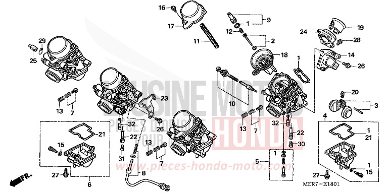 CARBURETOR (COMPONENT PARTS) for CBF600N ABS EMERGENCY RED METALLIC (R311) from 2006